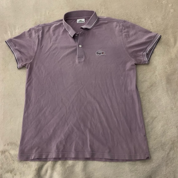 Lacoste MEN'S REGULAR FIT STRETCH COTTON
PIQUÉ PURPLE CONTRAST COLLAR POLO M - Picture 5 of 8